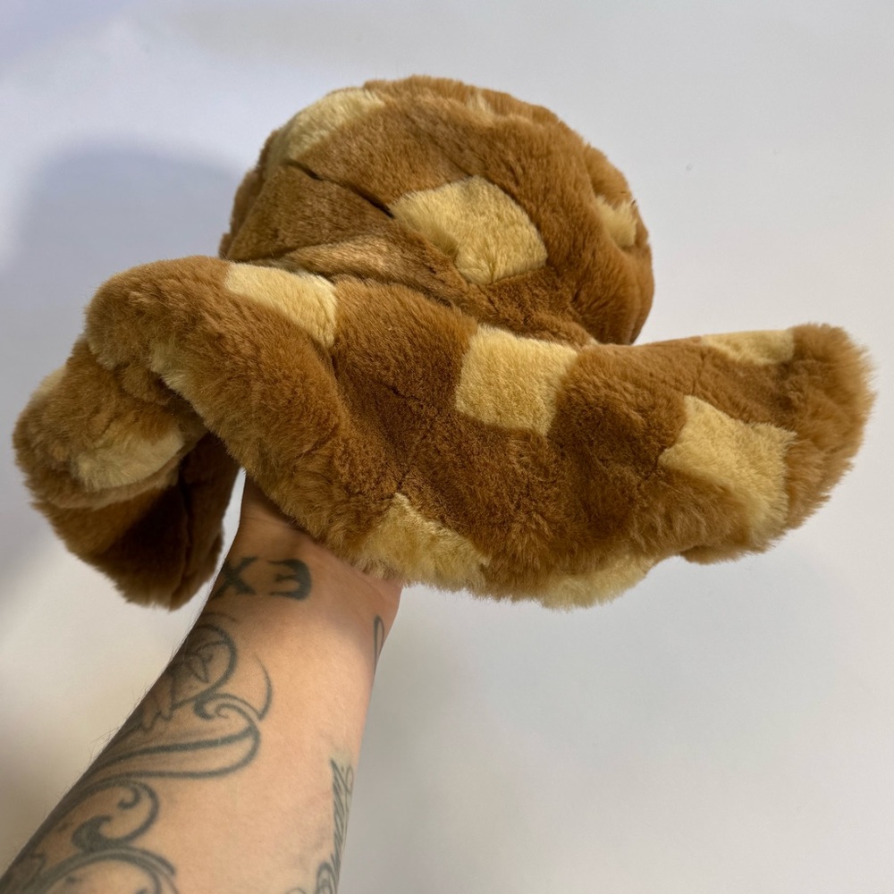 Y2K Goorin Bros Brown Faux Fur Floppy Wide Brim Hat - Picture 4 of 5